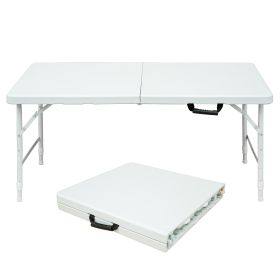 4ft Portable Folding Table Indoor&Outdoor Maximum Weight 135KG Foldable Table For Camping White (Color: White)