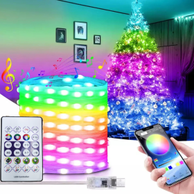 LED Rope Lights Outdoor, RGB Remote Control Fairy String Lights Plug In With 200 LEDs, Super Durabl (Option: 1pack)