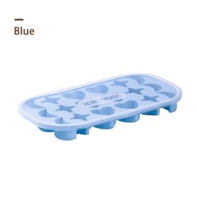1pc 18 Holes Silicone Ice Tray With Cover; 18 Grids Flexible Ice Tray With Moon; Star And Heart-shaped Mold For DIY Handmade Ice Cube; Pink; Yell (Color: Blue)